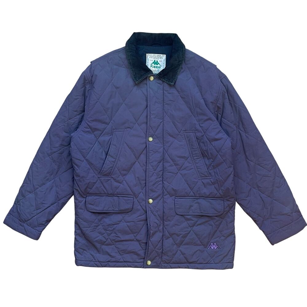 Vintage Kappa Quilted Jacket Made in Italy Purple Corduroy Collar Coat